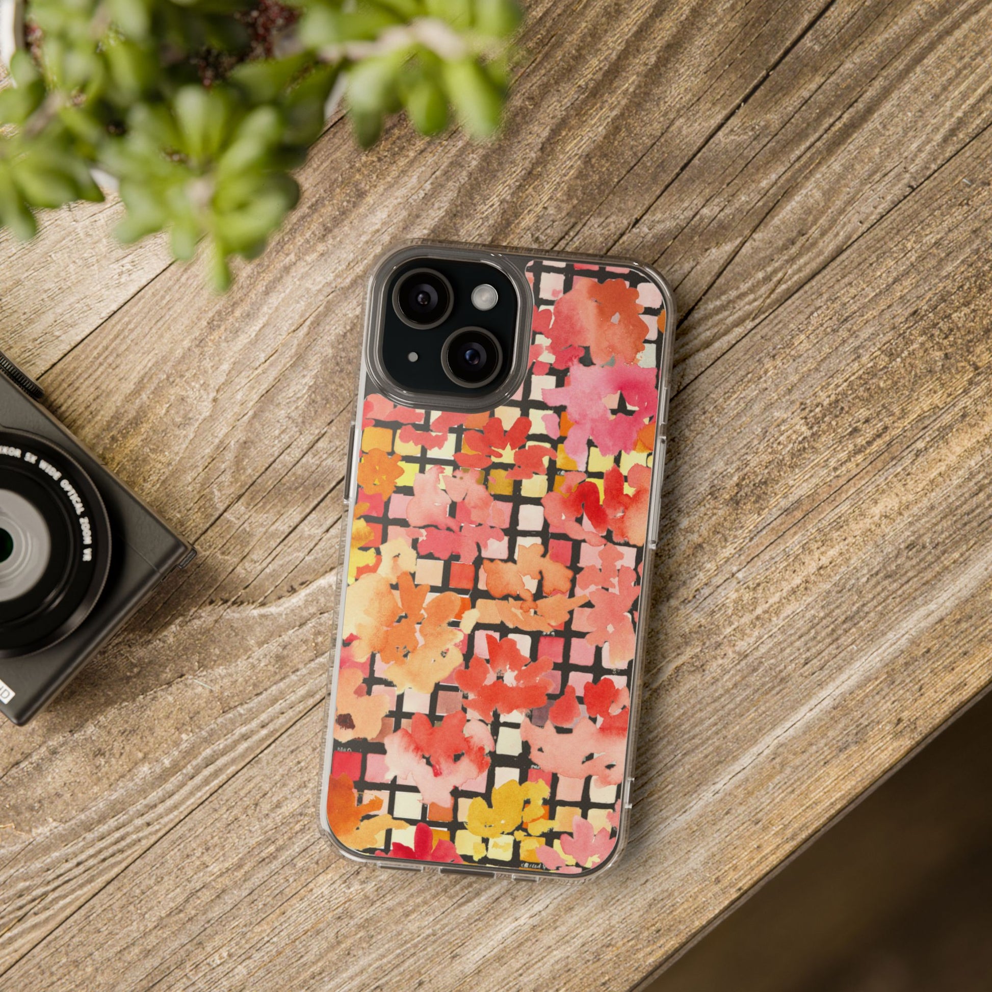 Watercolor Pixel Posy Clear Phone Case - Brooke Zitting, LLC