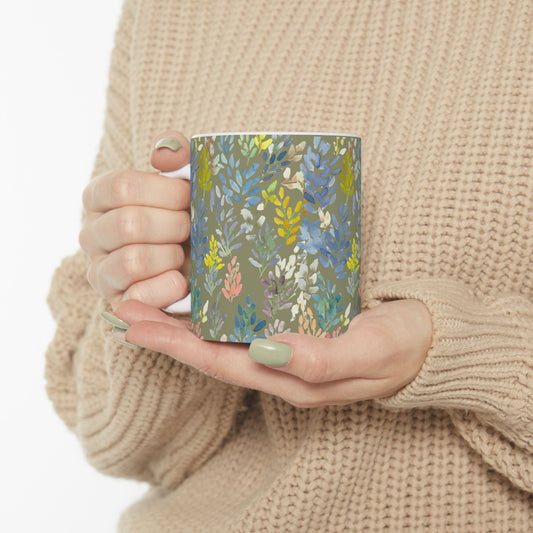 The Petal Parade Ceramic Mug in Sage Green - Perfect Gift (11oz, 15oz) - Brooke Zitting, LLC