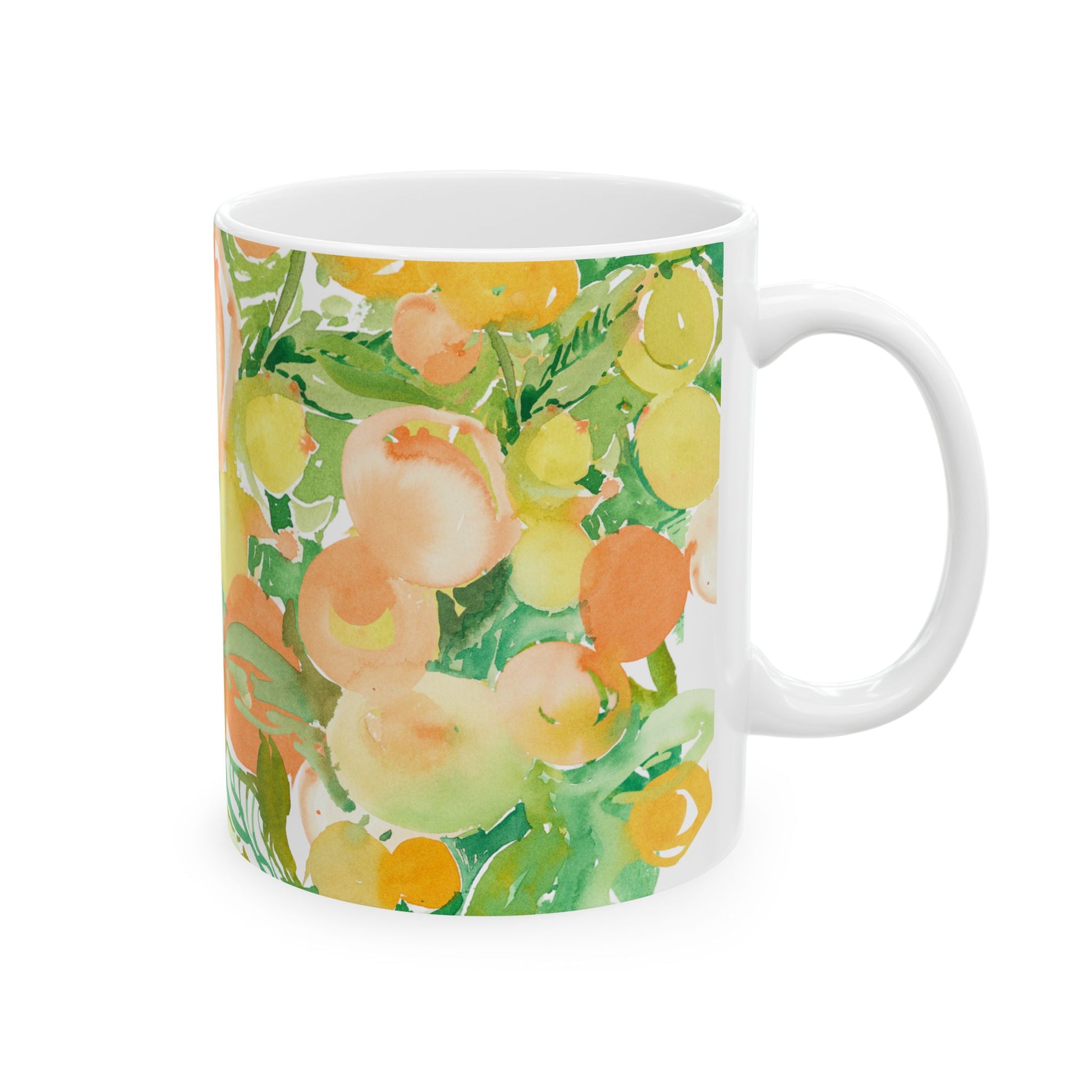 Peach Citrus Mug (11oz, 15oz) Watercolor Design - Brooke Zitting, LLC
