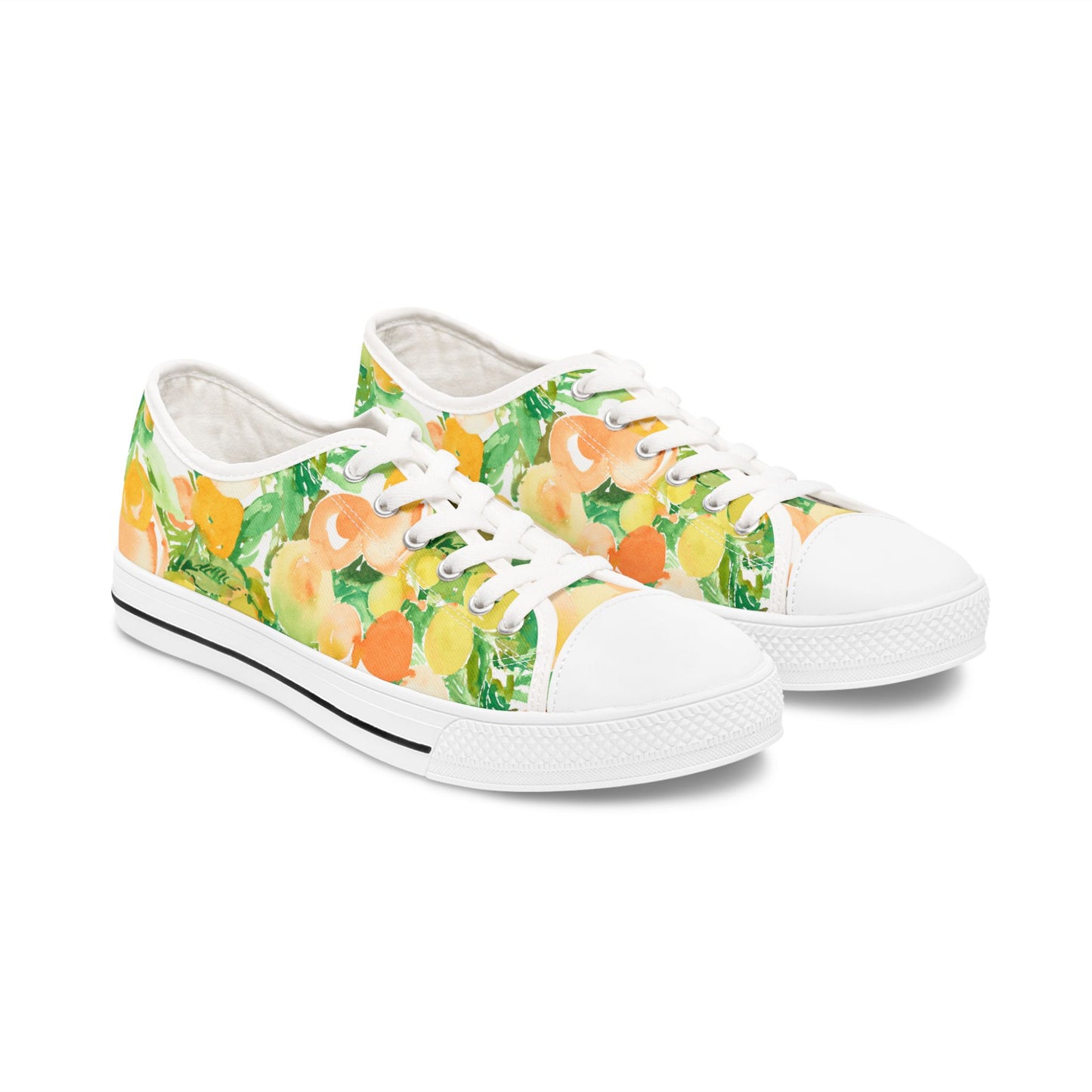 Watercolor Vibrant Citrus and Peaches Low Top Sneakers – Stylish Shoes for All | Unique Gift Idea - Brooke Zitting, LLC