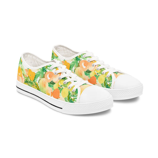 Watercolor Vibrant Citrus and Peaches Low Top Sneakers – Stylish Shoes for All | Unique Gift Idea - Brooke Zitting, LLC