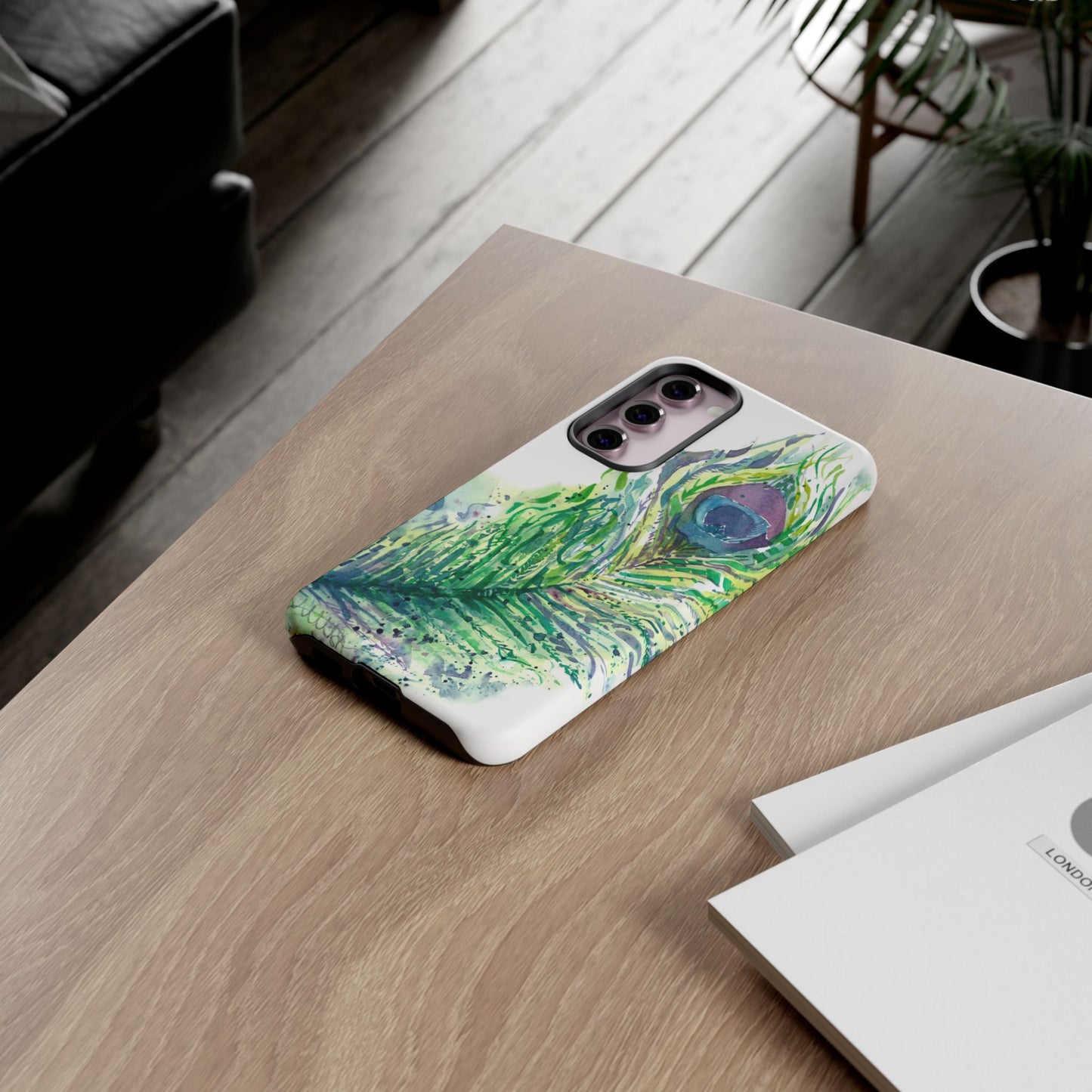 Colorful Peacock Feather Tough Phone Case – Stylish Nature-Inspired Mobile Cover & Unique Gift Idea - Brooke Zitting, LLC