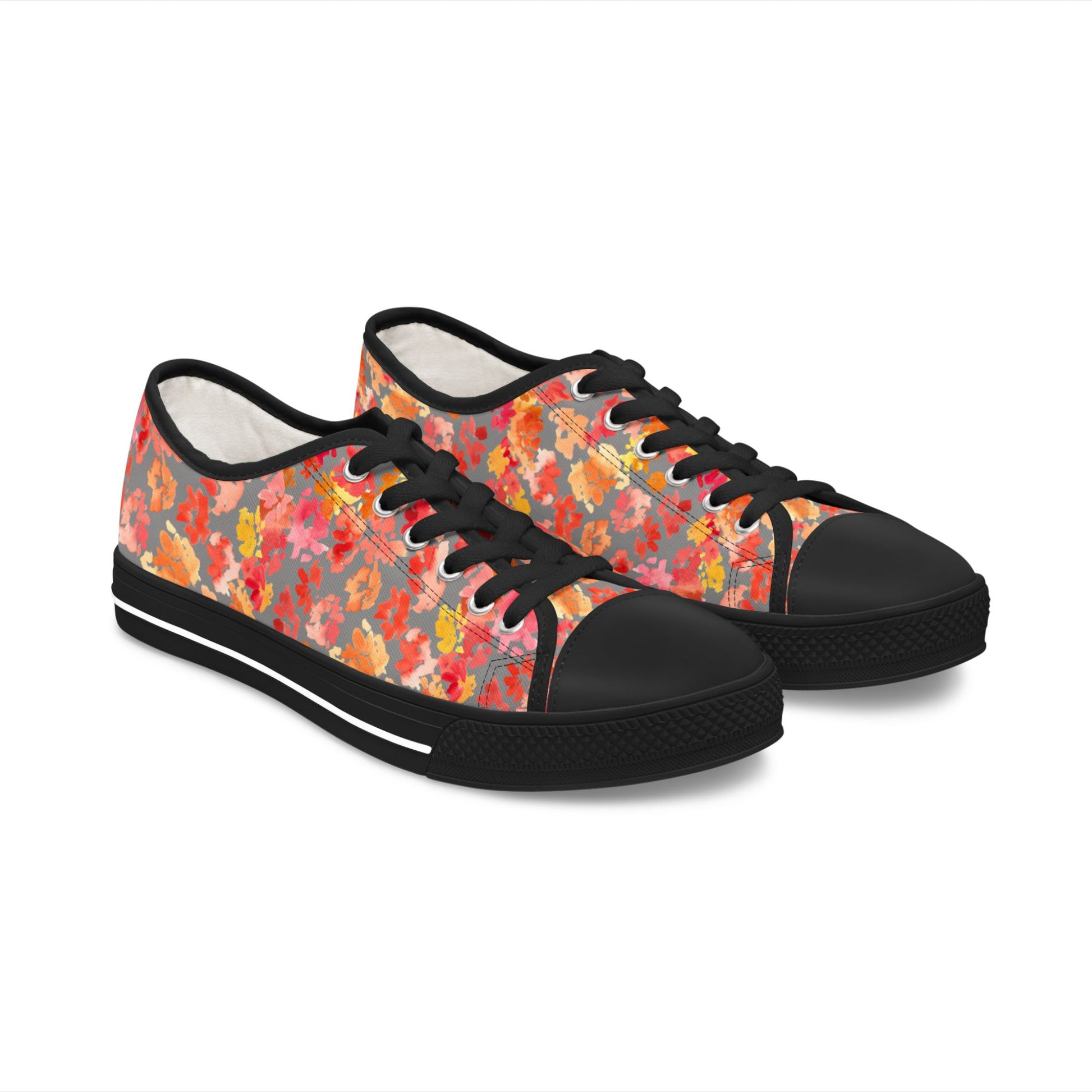 Watercolor Posy on Grey Accent Low Top Sneakers – Stylish Shoes for All | Unique Gift Idea - Brooke Zitting, LLC