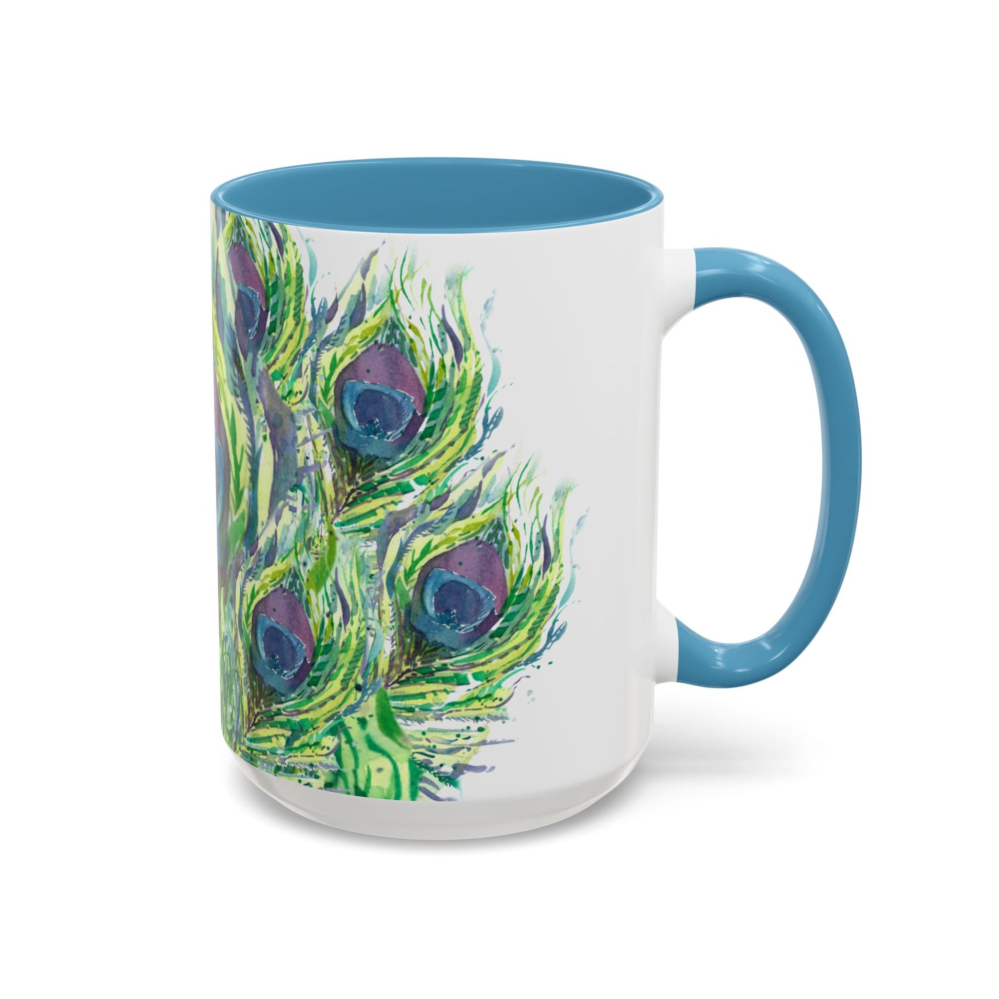 Colorful Peacock Feathers Mug Print  (11oz, 15oz) - Brooke Zitting, LLC