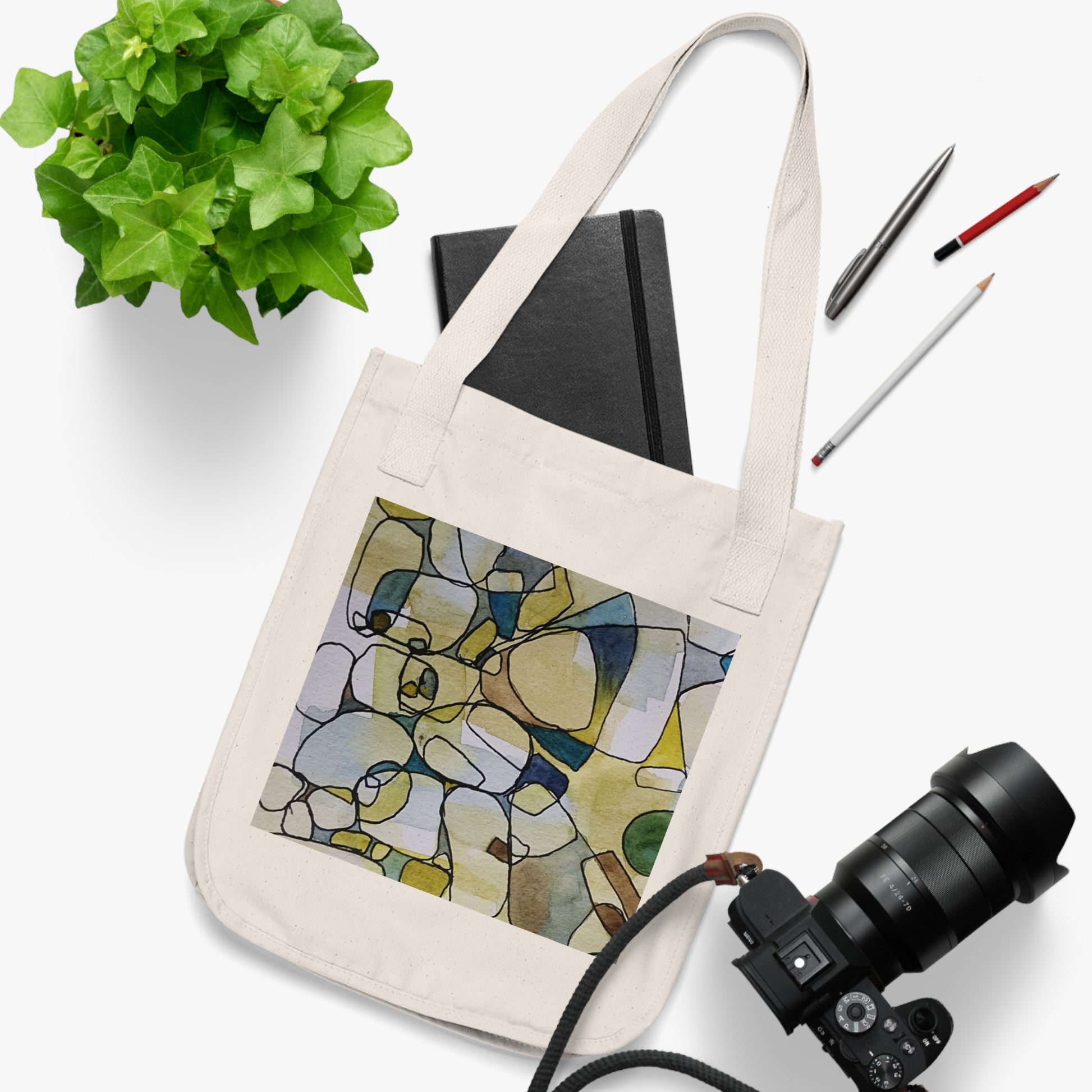 Fragmented Whisper Watercolor Design Organic Canvas Tote – Eco-Friendly, Watercolor Fine Art, Reusable Bag for Art Lovers - Brooke Zitting, LLC