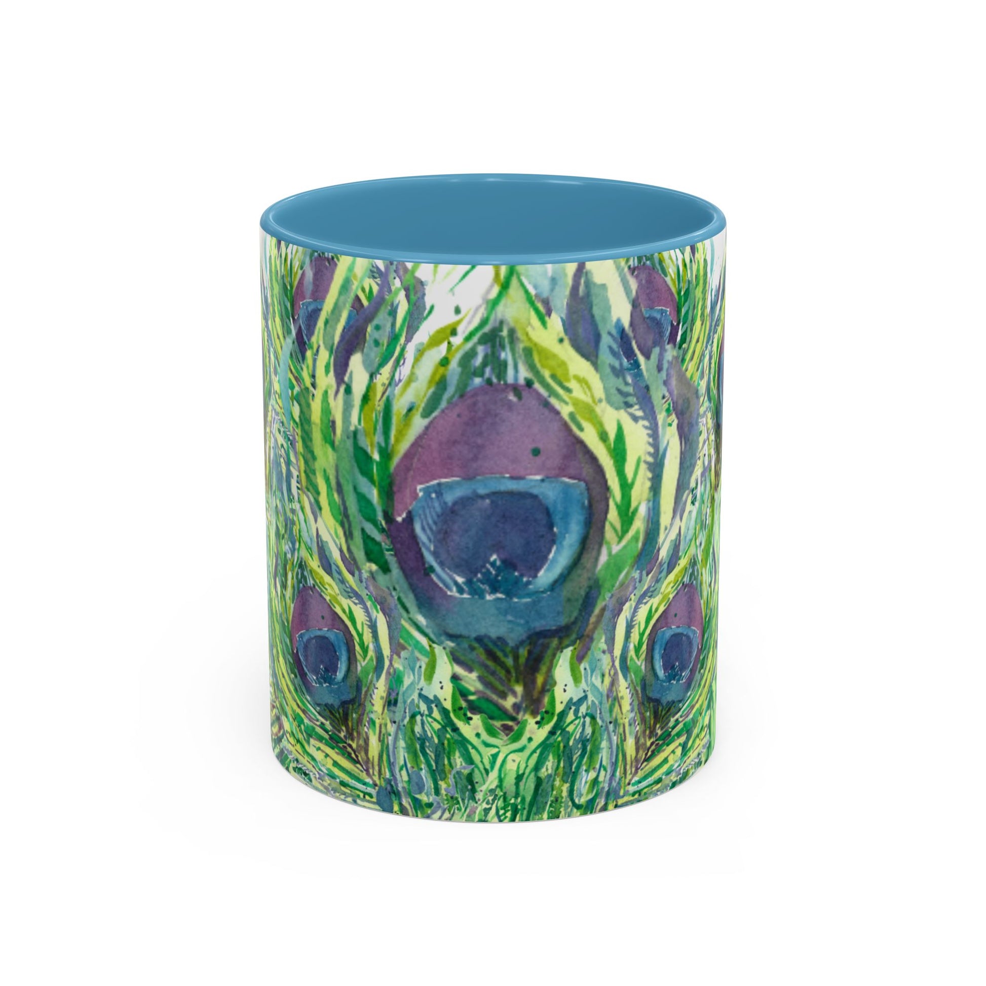 Colorful Peacock Feathers Mug Print  (11oz, 15oz) - Brooke Zitting, LLC