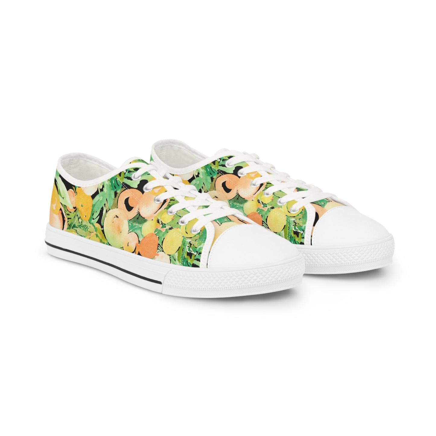 Watercolor Citrus and Peaches Low Top Sneakers – Stylish Shoes for All | Unique Gift Idea - Brooke Zitting, LLC