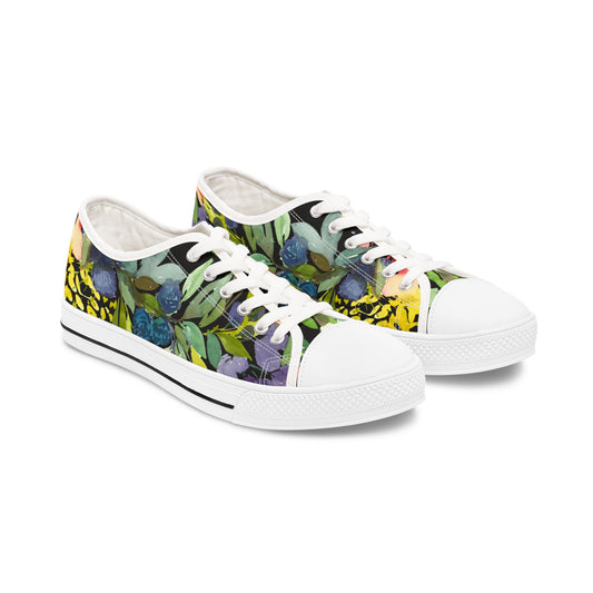 Watercolor Bold Floral Wreath Low Top Sneakers – Stylish Shoes for All | Unique Gift Idea - Brooke Zitting, LLC