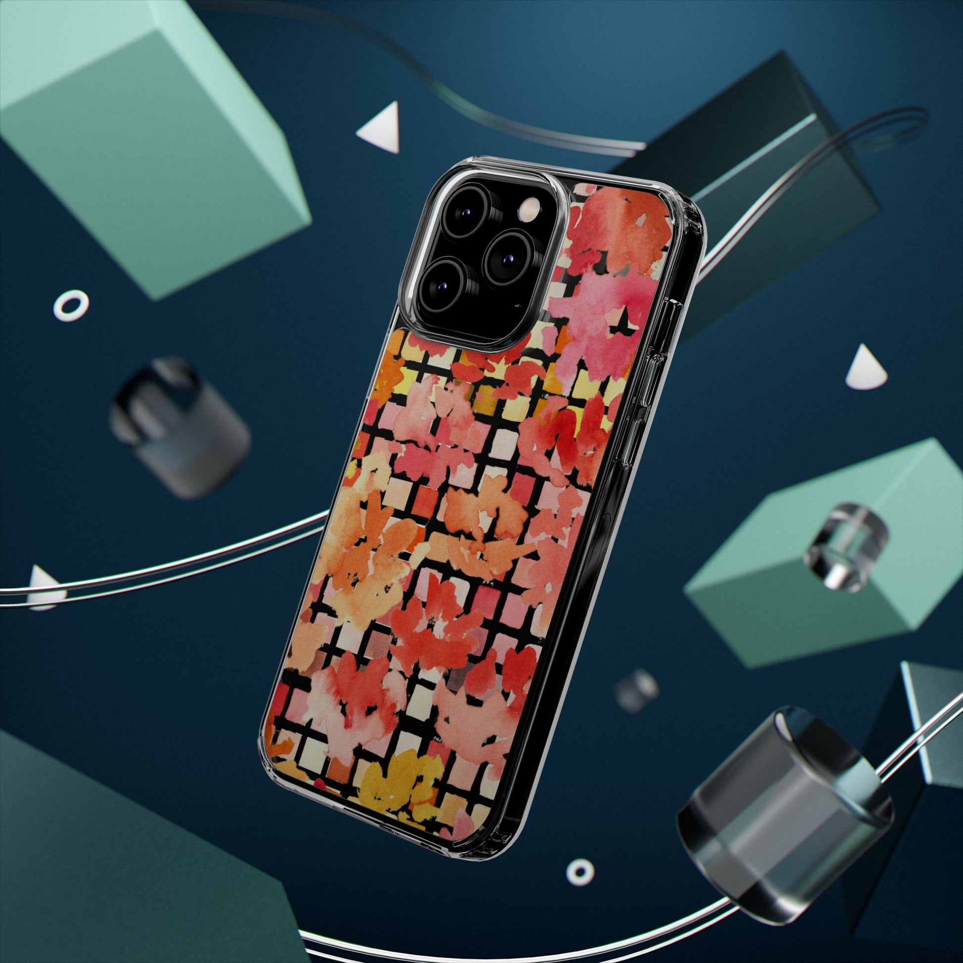 Watercolor Pixel Posy Clear Phone Case - Brooke Zitting, LLC