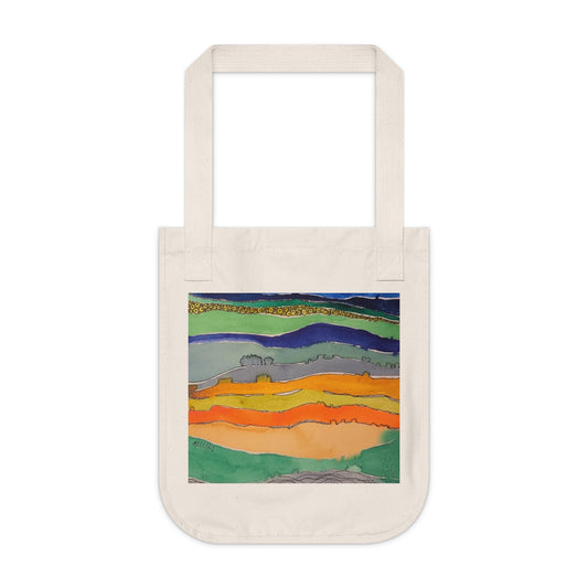 Striped Landscape Watercolor Design Organic Canvas Tote – Eco-Friendly, Watercolor Fine Art, Reusable Bag for Art Lovers - Brooke Zitting, LLC