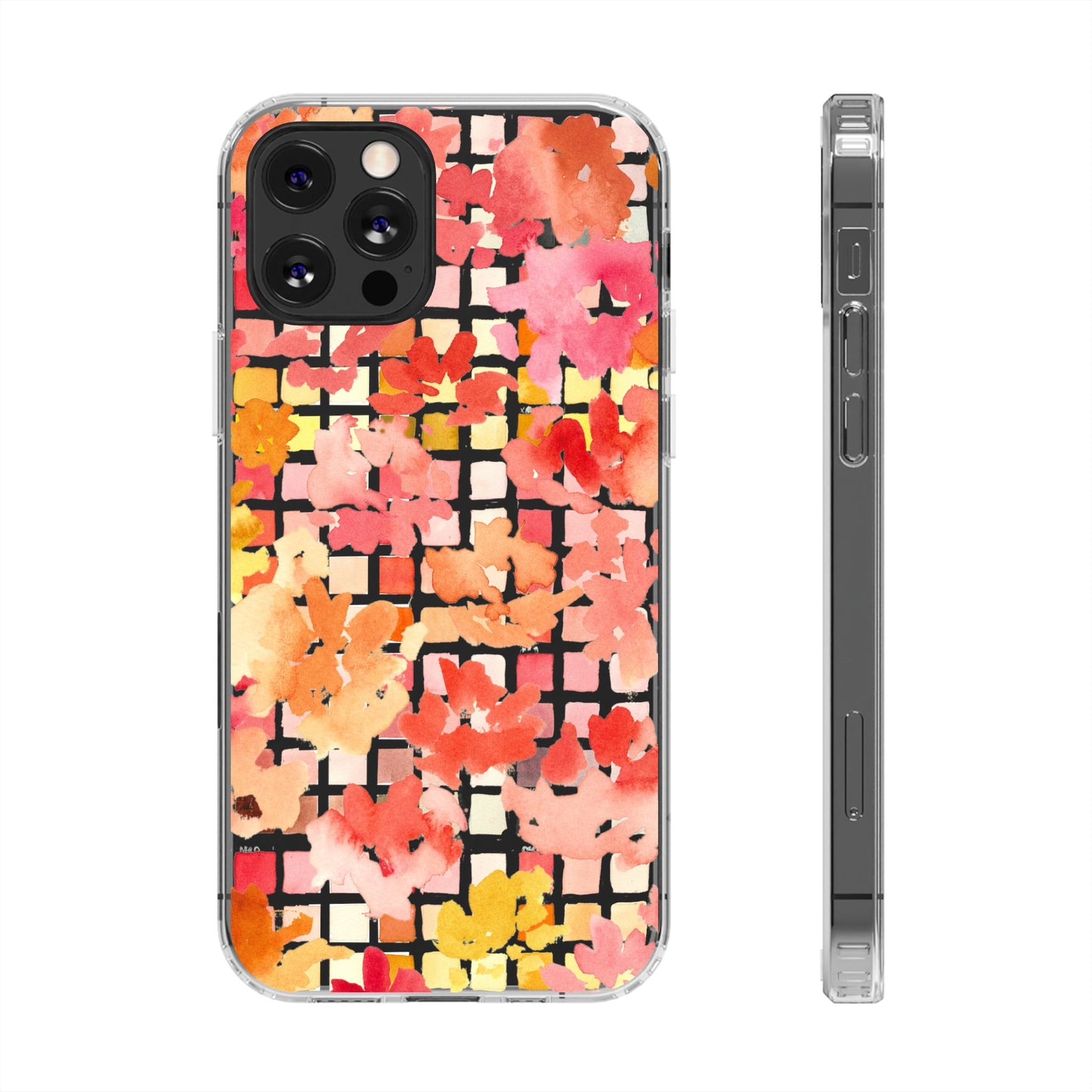 Watercolor Pixel Posy Clear Phone Case - Brooke Zitting, LLC