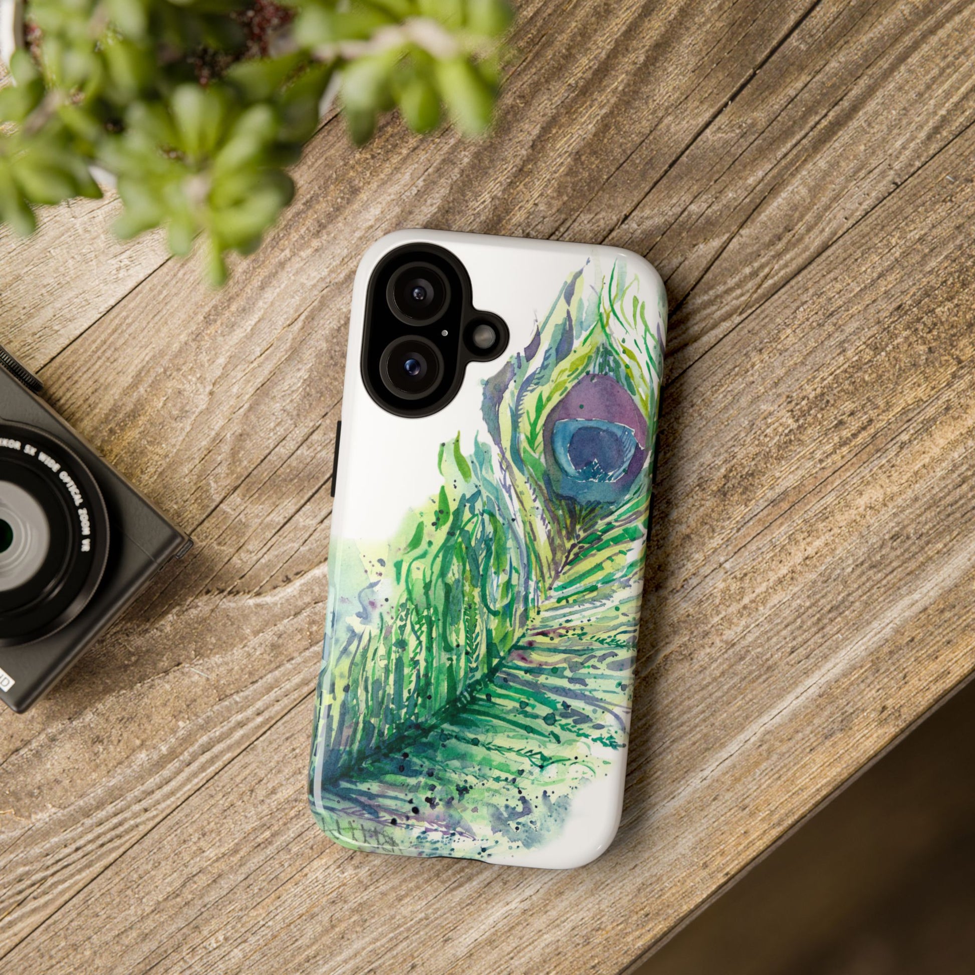 Colorful Peacock Feather Tough Phone Case – Stylish Nature-Inspired Mobile Cover & Unique Gift Idea - Brooke Zitting, LLC