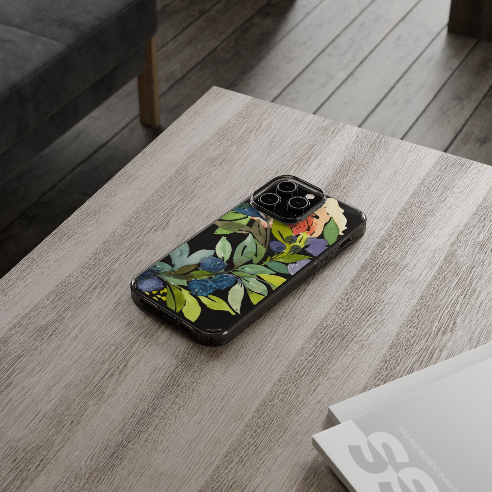 Watercolor Floral Blooms Wreath  Clear Phone Case Design - Brooke Zitting, LLC