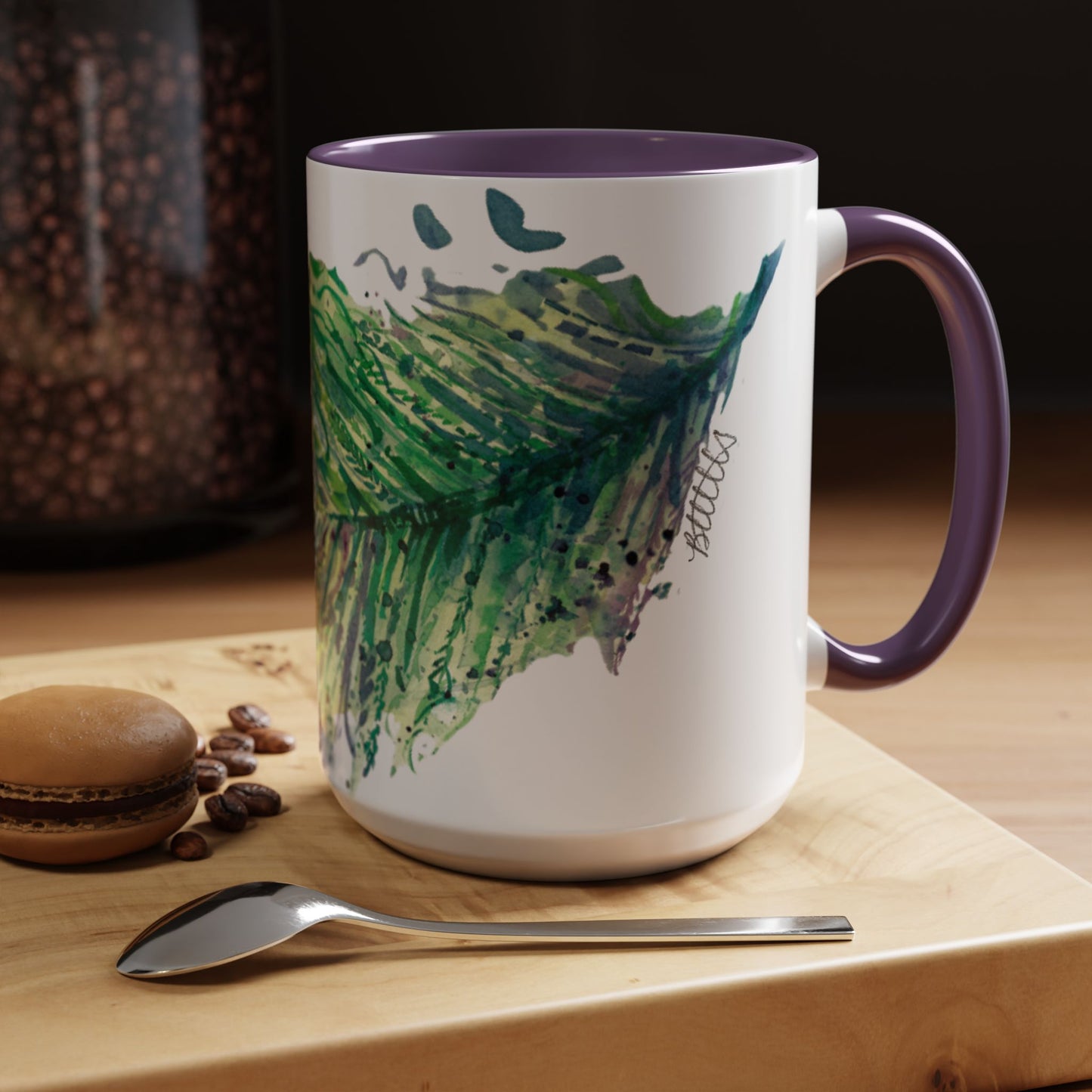Light as a Feather Peacock Feather Accent Coffee Mug (11, 15oz) - Brooke Zitting, LLC