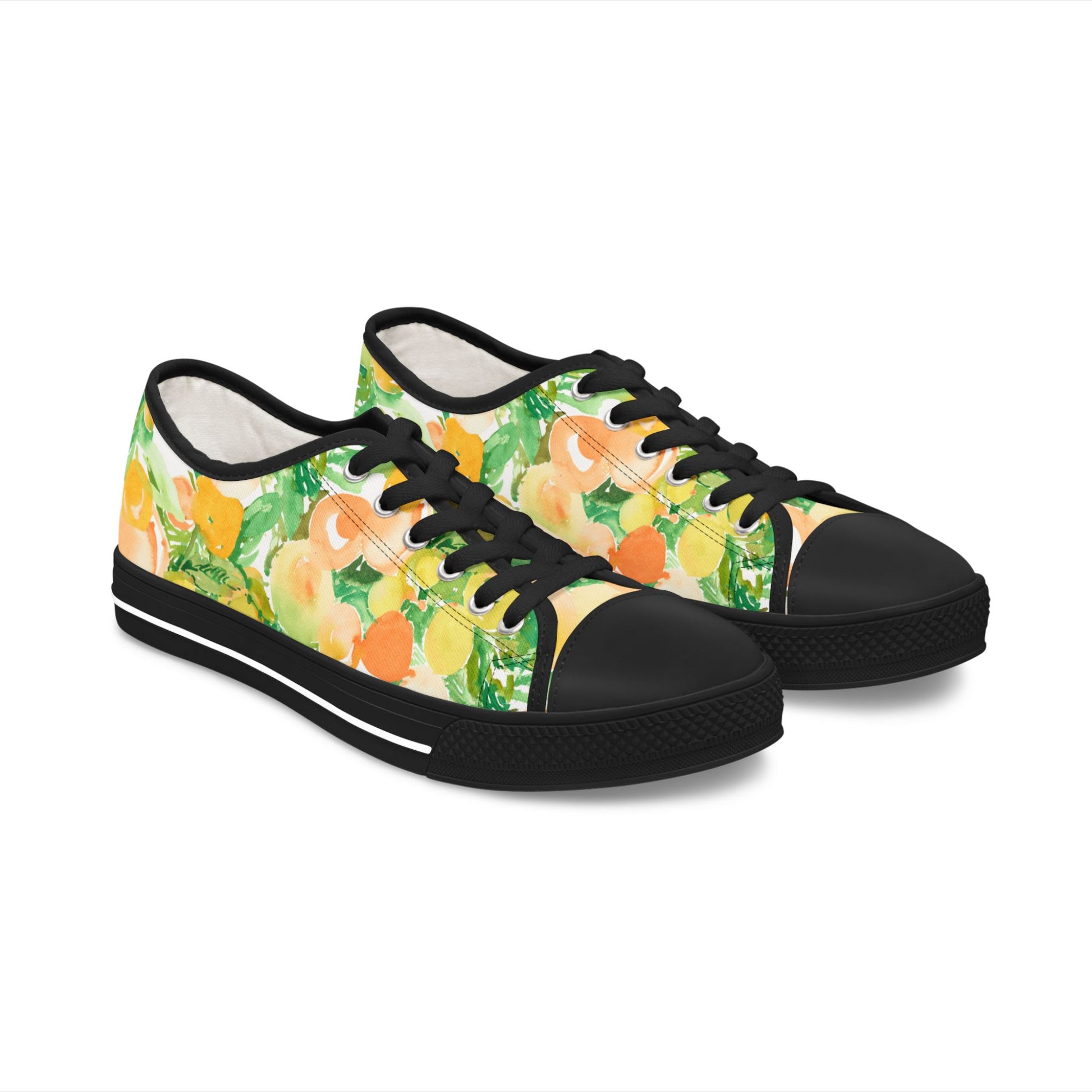 Watercolor Vibrant Citrus and Peaches Low Top Sneakers – Stylish Shoes for All | Unique Gift Idea - Brooke Zitting, LLC